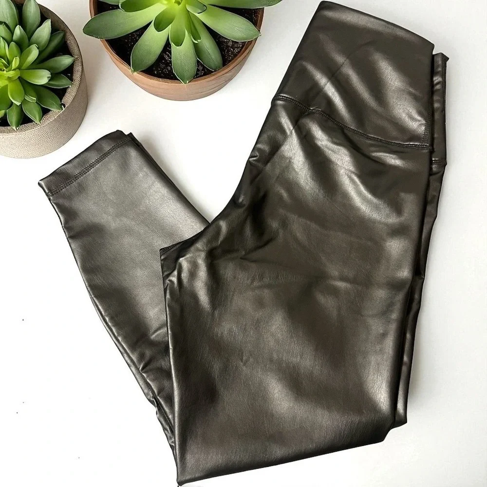 90 Degree by Reflex Women's Leatherette Super Hi Rise Ankle Length‎ Leggings XL